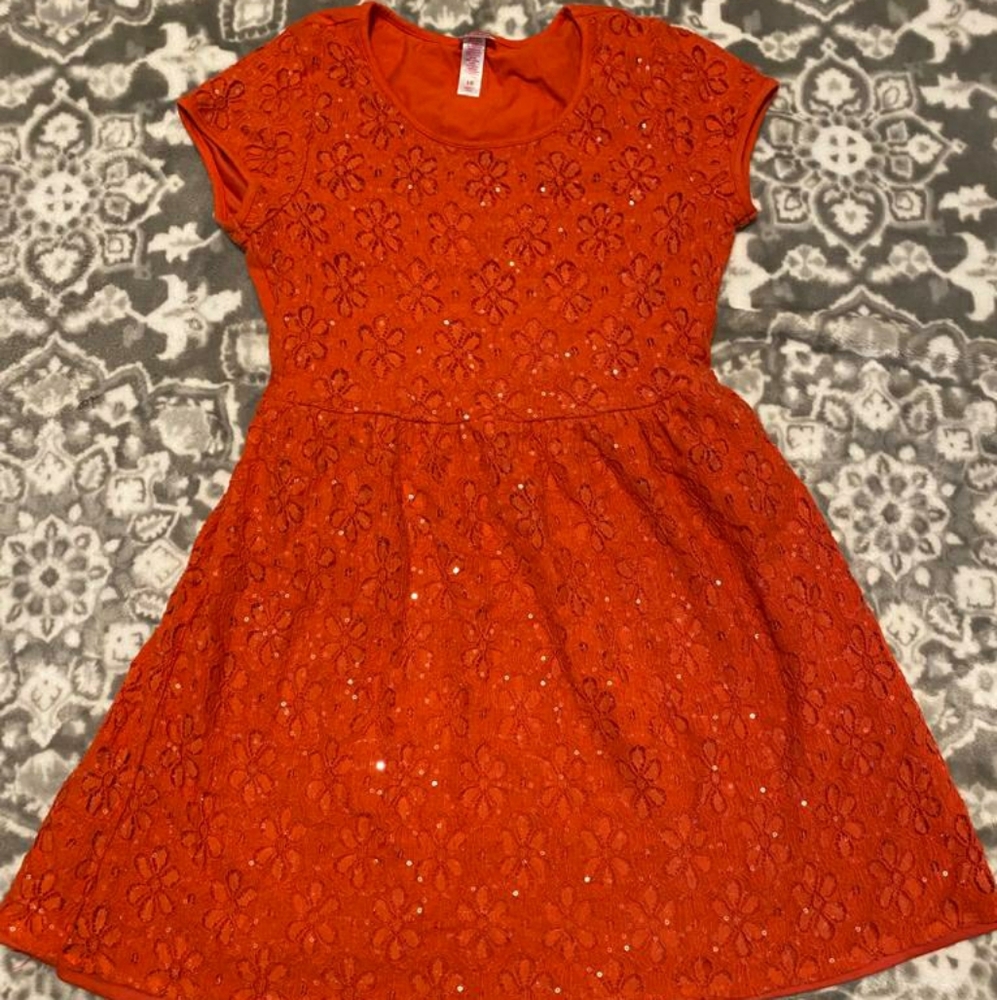 Girls Justice Orange Skater Dress